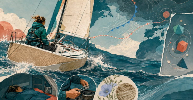 Voilier solitaire sur l’Atlantique avec routage météo, sommeil fractionné et entretien à bord.